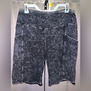 Acid wash biker shorts